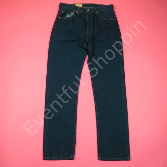 Levis 501 Jeans Mens 33 Blue Original Straight Fit Denim - Picture 2 of 6